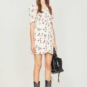 The Kooples Silk Short Printed Ecru Dress With Cherries